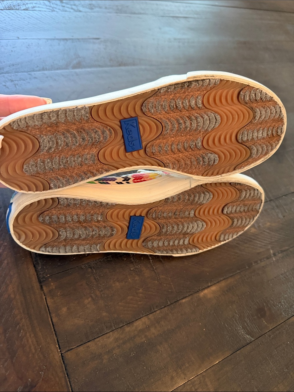 Keds Slip-On Sneakers in Rainbow Chevron (red, yellow, green, blue, purple) - Picture 8 of 11